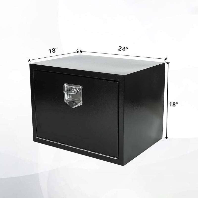 confote 24 Inch Black Steel Tool Box Pick Up Truck Bed Underbody Storage Organizer with T-Handle Latch and Keys 24x18x18'' - Image 2
